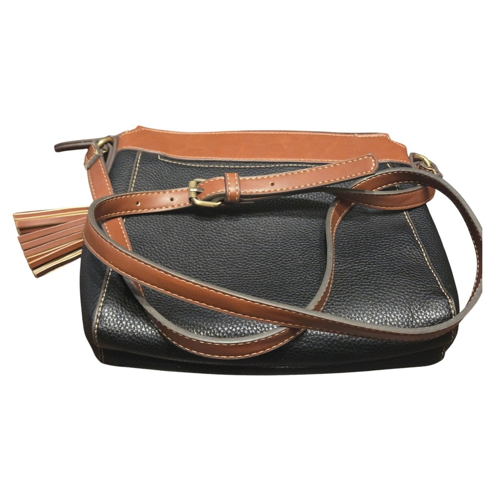 St Johns Bay Crossbody Bag Womens Medium Black Brown Tassel Faux Leather Purse4 - Picture 2 of 4